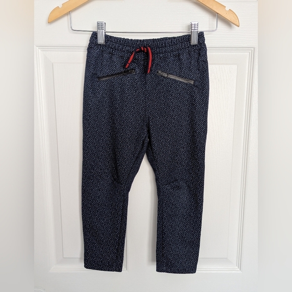 🔷Zara Boys (Size 4/5) Drawstring Navy Blue With Specles Joggers/Sweatpants - Picture 1 of 7